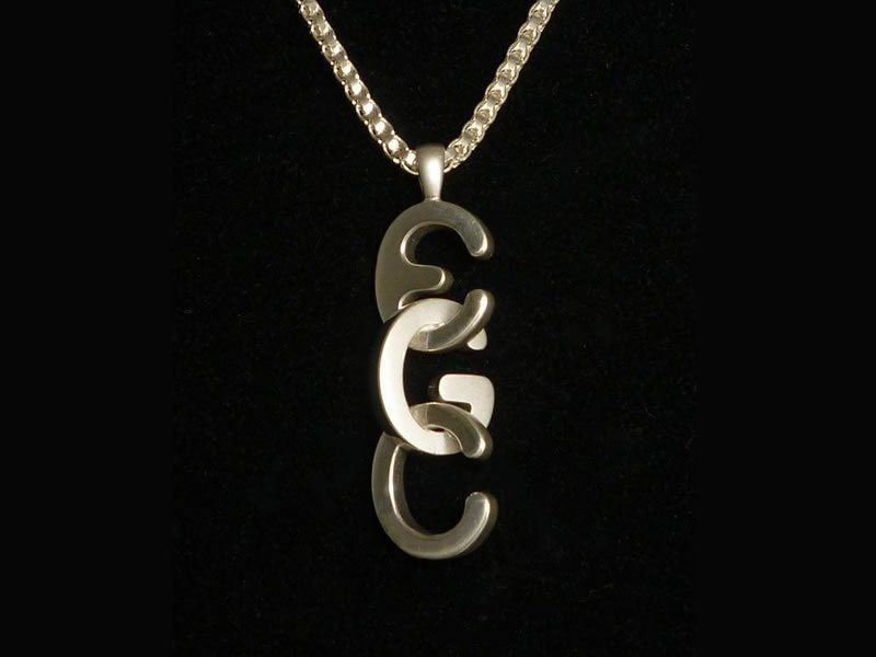SILVER, POLISHED & SATIN, INITIAL PENDANT NECKLACE